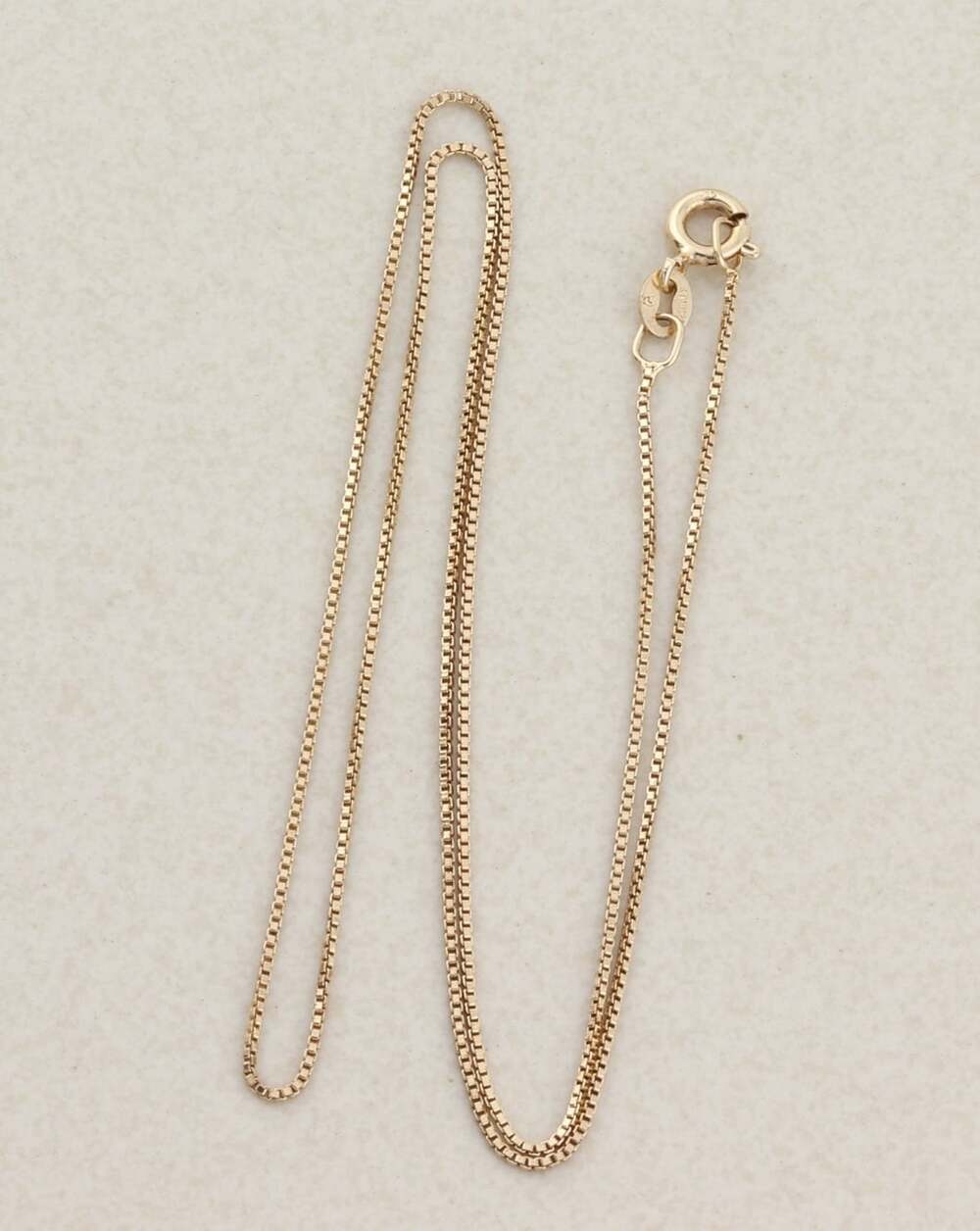 18k Gold Over Sterling Silver Box Chain Necklace 18" inch
